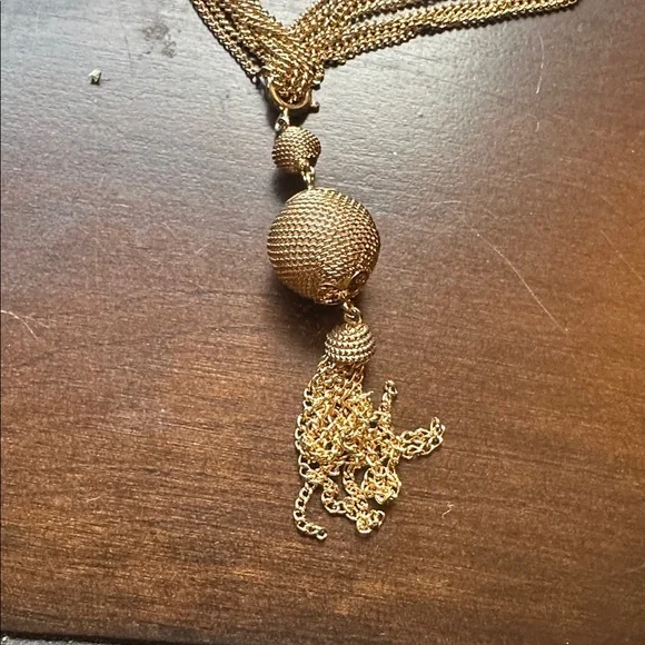 Vintage Signed Emmons Tassel Pendant Multi Chain 22.25” Necklace & Earring Set - Picture 2 of 4